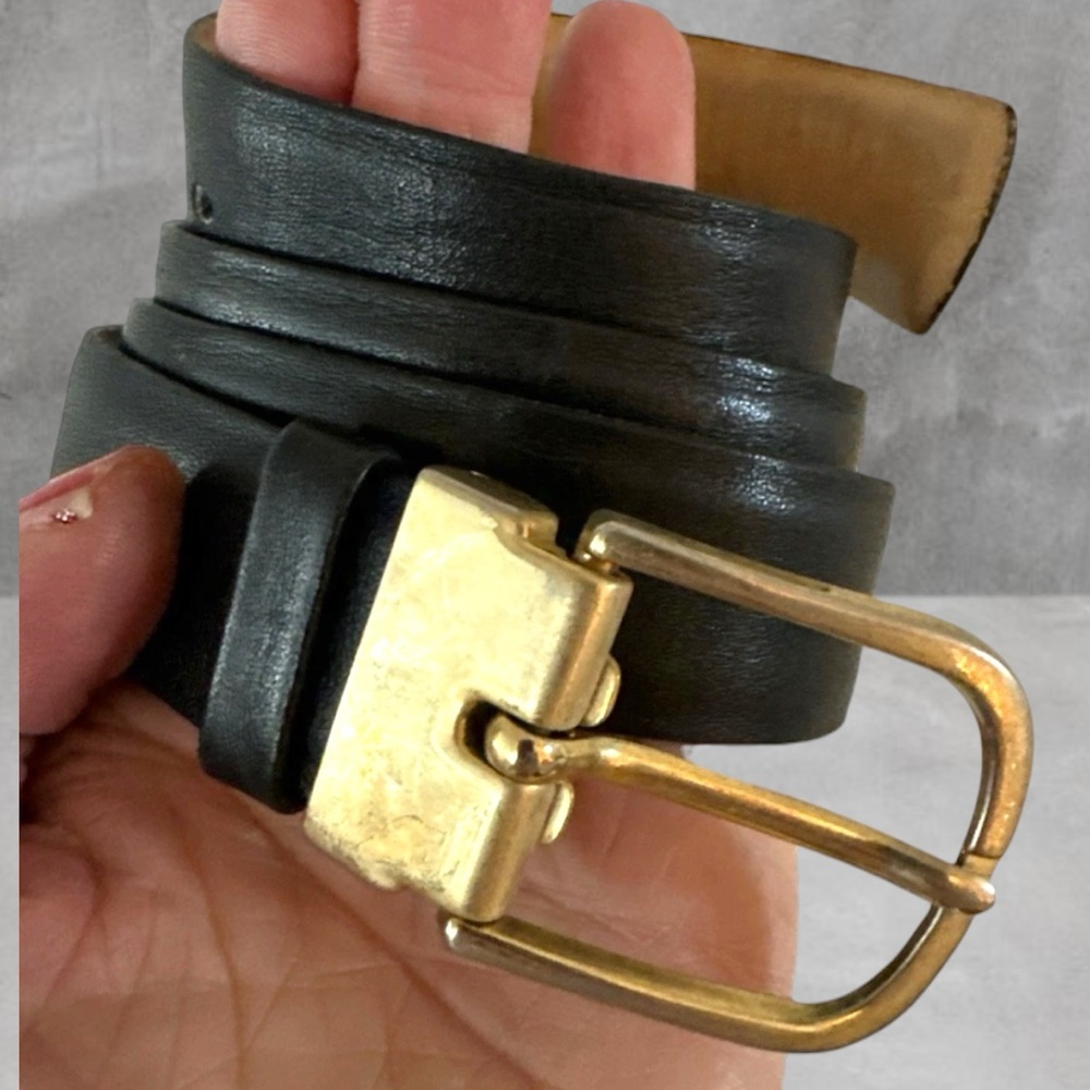 Buxton HARNESS Leather Belt 34 VINTAGE. BLACK